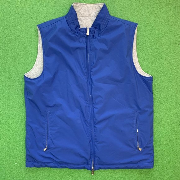 Peter Millar Crown Reversible Soft Golf Vest 2-Way Full Zip Gray Blue Size Large - Picture 2 of 8